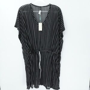 Sea Level Swim Kaftan Womens XL Black Shoreline Drawstring Cover Up Beach Resort